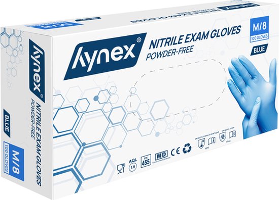 Hynex Nitrile PF Blue 3,5g MD Medium Blauw 10x100 Stuks