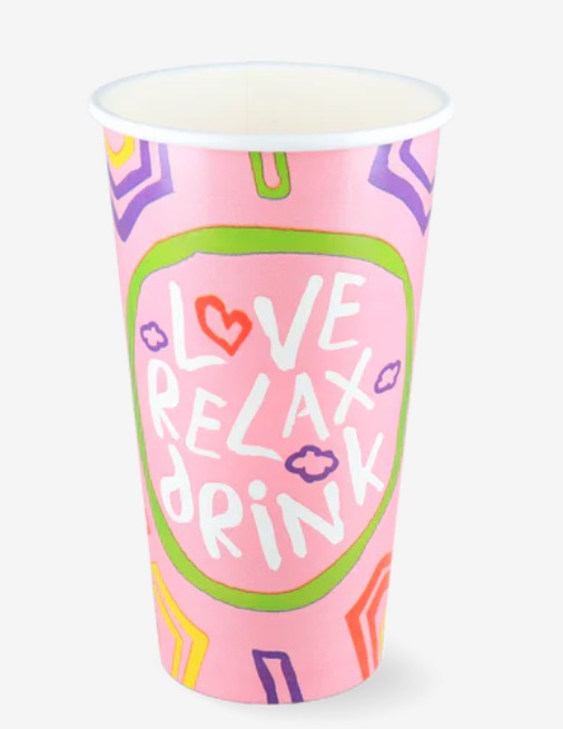 Milkshakebeker groot 500ml 20oz roze FSC karton 500 Stuks
