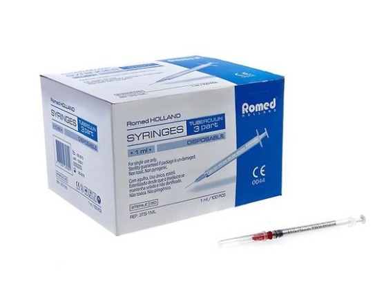 Romed 3-delige tuberculine spuit met naald 29G x 0.5   32X100 Stuks