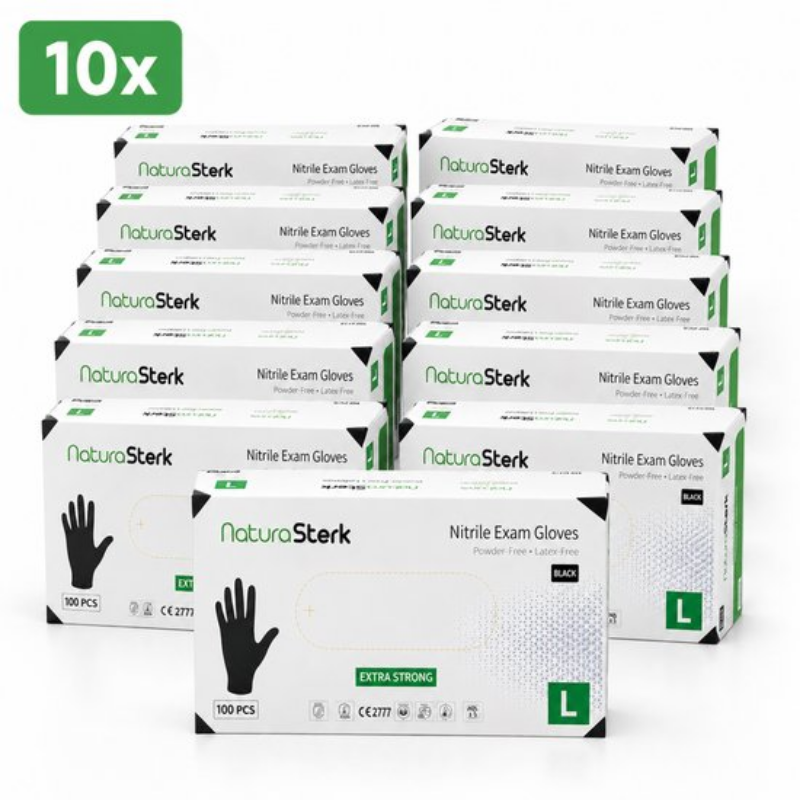 NaturaSterk Nitrile Black 3,5 gr Large 10x100 Stuks