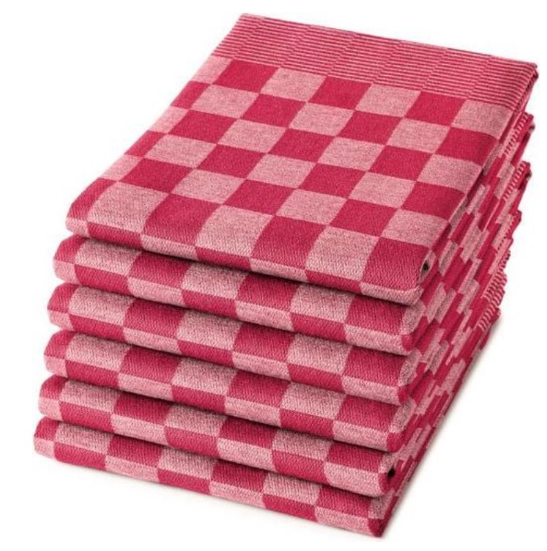 Theedoek nationale ruit 100% katoen rood/blauw 65x65cm 6 Stuks JA