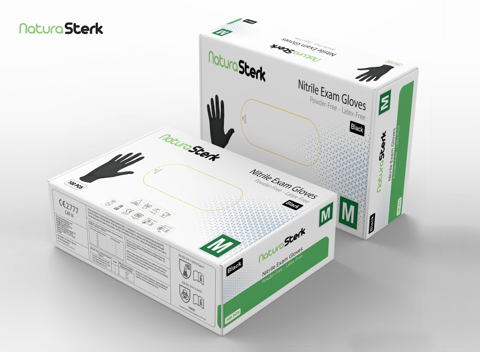 NaturaSterk Nitrile Black 3,5 gr Medium 10x100 Stuks