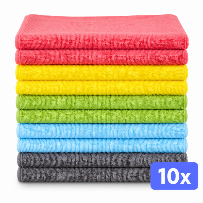 Vaatdoeken microvezel 340g. p/m2 multi-kleuren 40x40 cm 10 Stuks JA