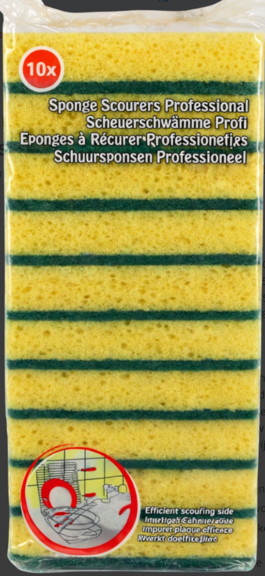 Schuurspons ca. 140x90x28 mm set � 10 geel / groen  x 32 Stuks