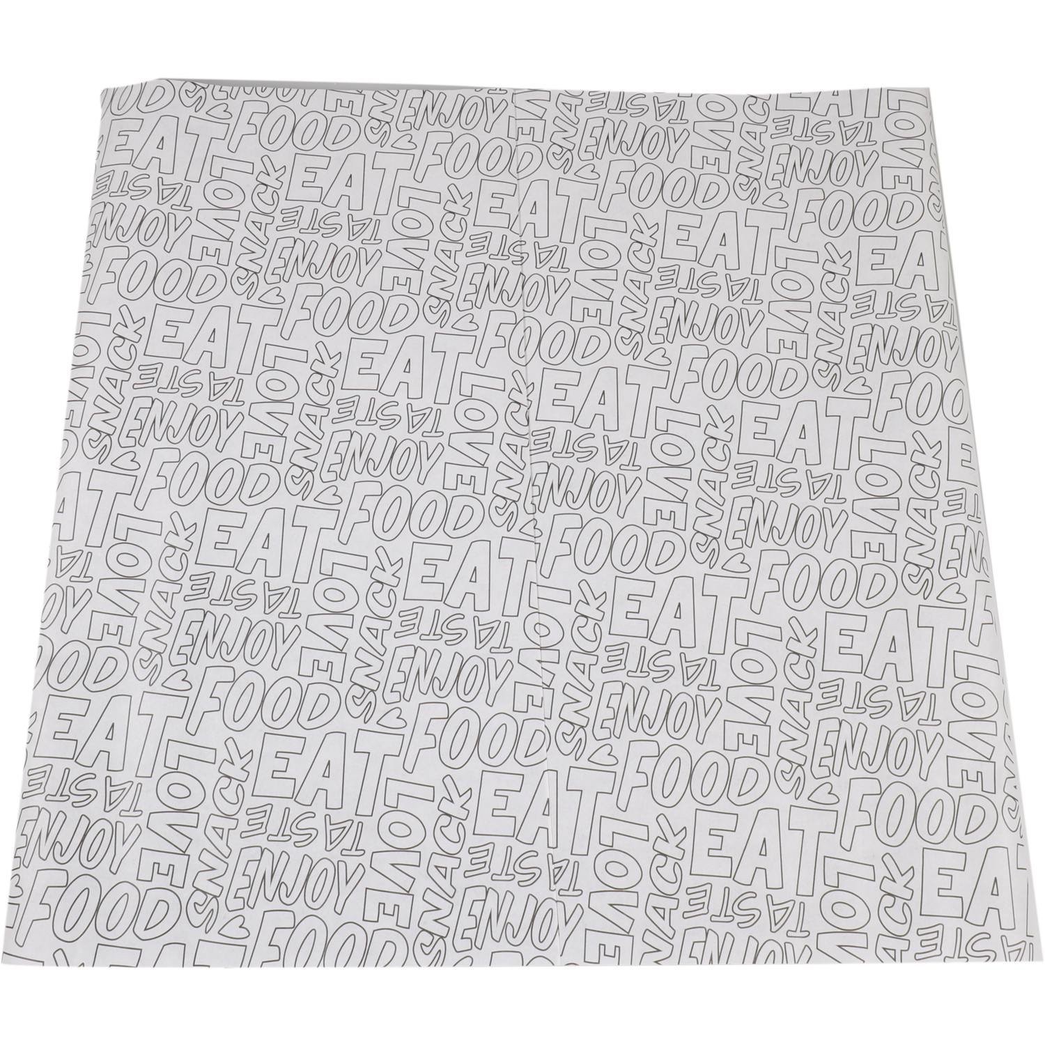 Vel, hamburgervel, papier + Wax, 33x34cm, Words, 1000 Stuks